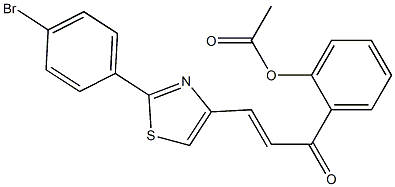 1-(2-アセトキシフェニル)-3-[2-(4-ブロモフェニル)チアゾール-4-イル]-2-プロペン-1-オン 化学構造式