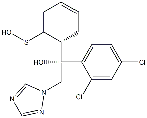 (1R)-1-(2,4-ジクロロフェニル)-1-[[(2R)-テトラヒドロ-3-オキソチオフェン]-2-イル]-2-(1H-1,2,4-トリアゾール-1-イル)エタノール 化学構造式