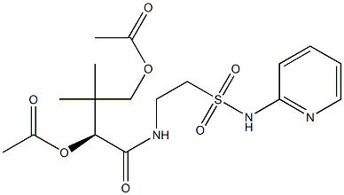 [S,(-)]-2,4-ビス(アセチルオキシ)-3,3-ジメチル-N-[2-(2-ピリジルスルファモイル)エチル]ブチルアミド 化学構造式