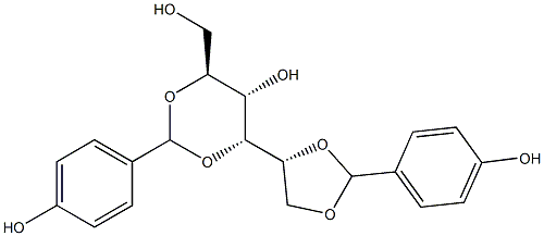 1-O,2-O:3-O,5-O-ビス(4-ヒドロキシベンジリデン)-L-グルシトール 化学構造式