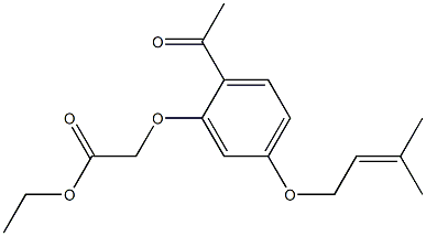 2-アセチル-5-(3-メチル-2-ブテニルオキシ)フェノキシ酢酸エチル 化学構造式