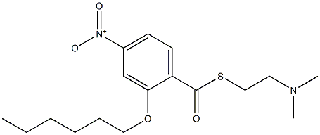 2-Hexyloxy-4-nitrothiobenzoic acid S-(2-dimethylaminoethyl) ester Structure