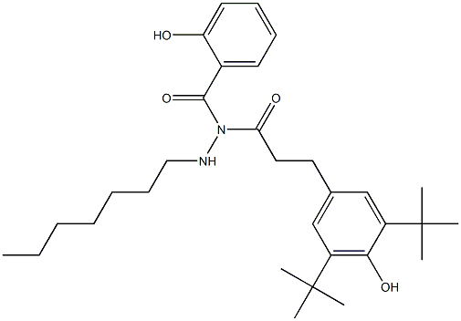 サリチル酸N-[3-(3,5-ジ-tert-ブチル-4-ヒドロキシフェニル)プロピオニル]-N'-ヘプチルヒドラジド 化学構造式