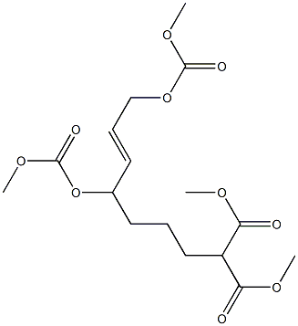 (7E)-2-メトキシカルボニル-6,9-ビス(メトキシカルボニルオキシ)-7-ノネン酸メチル 化学構造式
