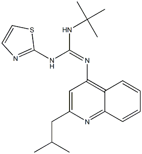 1-tert-ブチル-2-(2-イソブチルキノリン-4-イル)-3-(チアゾール-2-イル)グアニジン 化学構造式