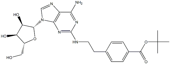 2-[2-(4-tert-ブトキシカルボニルフェニル)エチルアミノ]アデノシン 化学構造式