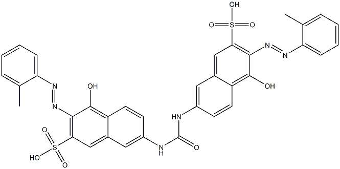 7,7'-(カルボニルジイミノ)ビス[4-ヒドロキシ-3-(2-メチルフェニルアゾ)-2-ナフタレンスルホン酸] 化学構造式