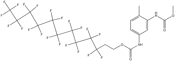 [5-[[[(3,3,4,4,5,5,6,6,7,7,8,8,9,9,10,10,11,11,12,12,12-ヘニコサフルオロドデシル)オキシ]カルボニル]アミノ]-2-メチルフェニル]カルバミド酸メチル 化学構造式