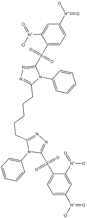5,5'-(1,5-ペンタンジイル)ビス[4-(フェニル)-3-(2,4-ジニトロフェニルスルホニル)-4H-1,2,4-トリアゾール] 化学構造式