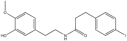 4-ヨード-N-[2-(3-ヒドロキシ-4-メトキシフェニル)エチル]ベンゼンプロパンアミド 化学構造式
