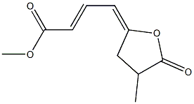 (2E,4E)-4-[(3-メチル-2-オキソテトラヒドロフラン)-5-イリデン]-2-ブテン酸メチル 化学構造式