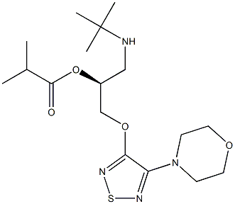 (S)-1-[(1,1-ジメチルエチル)アミノ]-3-[[4-(モルホリン-4-イル)-1,2,5-チアジアゾール-3-イル]オキシ]-2-プロパノールイソブチラート 化学構造式