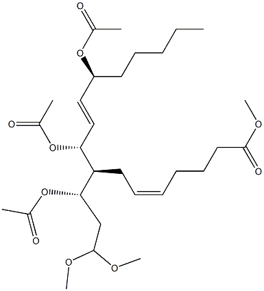 (5Z,8S,9R,10E,12S)-9,12-ジアセトキシ-8-[(1S)-1-アセトキシ-3,3-ジメトキシプロピル]-5,10-ヘプタデカジエン酸メチル 化学構造式