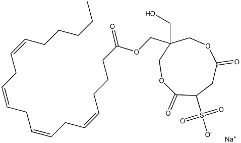 1-[[[(5Z,8Z,11Z,14Z)-1-オキソ-5,8,11,14-イコサテトラエン-1-イル]オキシ]メチル]-1-(ヒドロキシメチル)-4,7-ジオキソ-3,8-ジオキサシクロノナン-6-スルホン酸ナトリウム 化学構造式