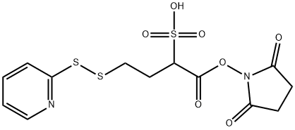 Butanoic acid, 4-(2-pyridinyldithio)-2-sulfo-, 1-(2,5-dioxo-1-pyrrolidinyl) ester Struktur