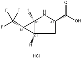 (1S,3S,5S,6S)-6-(TRIFLUOROMETHYL)-2-AZABICYCLO[3.1.0]HEXANE-3-CARBOXYLIC ACID HYDROCHLORIDE Structure