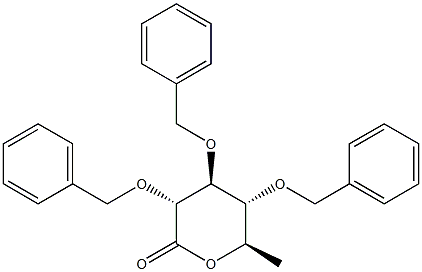 (3R,4S,5R,6R)-3,4,5-TRIS(BENZYLOXY)-TETRAHYDRO-6-METHYLPYRAN-2-ONE, 1461750-25-3, 结构式