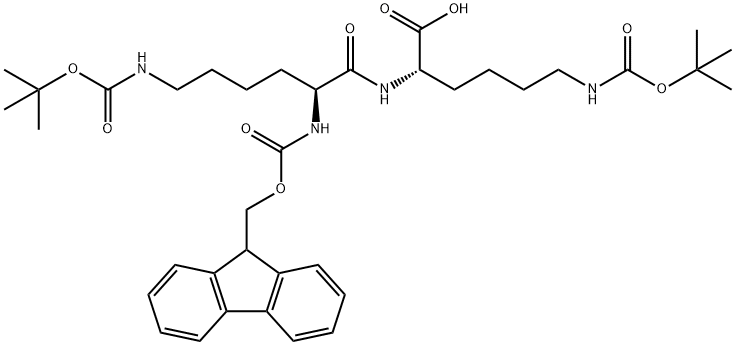 (2S)-6-{[(tert-butoxy)carbonyl]amino}-2-[(2S)-6-{[(tert-butoxy)carbonyl]amino}-2-({[(9H-fluoren-9-yl)methoxy]carbonyl}amino)hexanamido]hexanoic acid Structure
