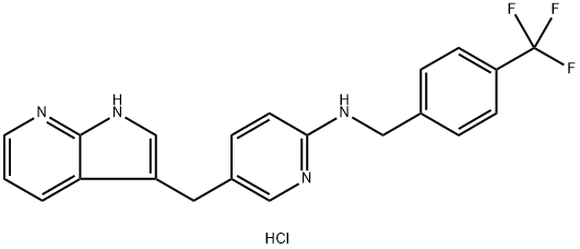 5-(1H-Pyrrolo[2,3-b]pyridin-3-ylmethyl)-N-[[4-(trifluoromethyl)phenyl]methyl]-2-pyridinamine dihydrochloride Structure