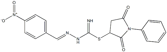 2,5-dioxo-1-phenyl-3-pyrrolidinyl 2-{4-nitrobenzylidene}hydrazinecarbimidothioate Structure