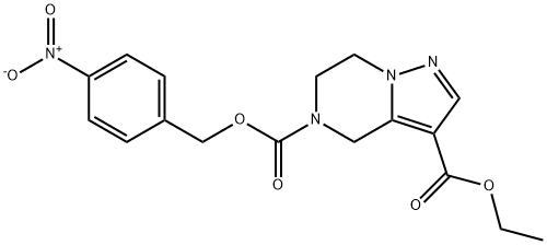 3-乙基 5-(4-硝基苄基) 6,7-二氢吡唑并[1,5-A]吡嗪-3,5(4H)-二羧酸酯, 623565-15-1, 结构式