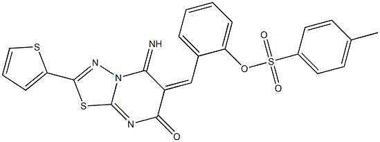 2-[(5-imino-7-oxo-2-thien-2-yl-5H-[1,3,4]thiadiazolo[3,2-a]pyrimidin-6(7H)-ylidene)methyl]phenyl 4-methylbenzenesulfonate Structure