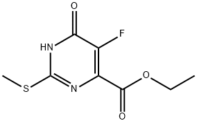 4-Pyrimidinecarboxylic acid, 5-fluoro-1,6-dihydro-2-(methylthio)-6-oxo-, ethyl ester Struktur