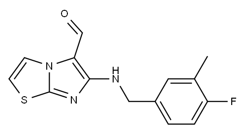 6-[(4-fluoro-3-methylbenzyl)amino]imidazo[2,1-b][1,3]thiazole-5-carbaldehyde 结构式