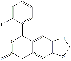 5-(2-フルオロフェニル)-5H-1,3-ジオキソロ[4,5-g][2]ベンゾピラン-7(8H)-オン 化学構造式
