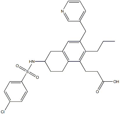 2-(4-chlorophenylsulfonamido)-6-propyl-7-((pyridin-3-yl)methyl)-1,2,3,4-tetrahydronaphthalene-5-propanoic acid
