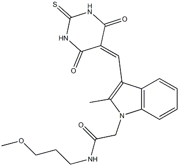 2-{3-[(4,6-dioxo-2-thioxotetrahydro-5(2H)-pyrimidinylidene)methyl]-2-methyl-1H-indol-1-yl}-N-(3-methoxypropyl)acetamide