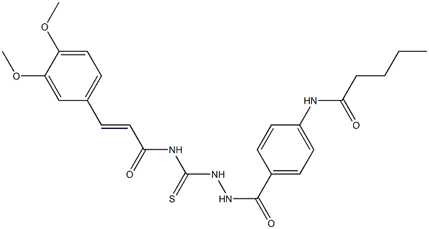 (E)-3-(3,4-dimethoxyphenyl)-N-({2-[4-(pentanoylamino)benzoyl]hydrazino}carbothioyl)-2-propenamide