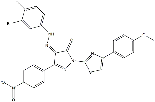 1-[4-(4-methoxyphenyl)-1,3-thiazol-2-yl]-3-(4-nitrophenyl)-1H-pyrazole-4,5-dione 4-[N-(3-bromo-4-methylphenyl)hydrazone]