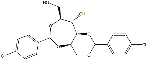 1-O,3-O:2-O,5-O-ビス(4-クロロベンジリデン)-L-グルシトール 化学構造式