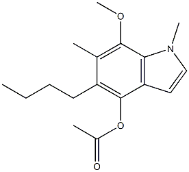 4-アセトキシ-5-ブチル-6-メチル-7-メトキシ-1-メチル-1H-インドール 化学構造式