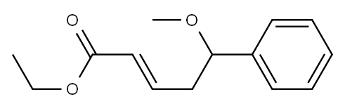 (E)-5-メトキシ-5-フェニル-2-ペンテン酸エチル 化学構造式