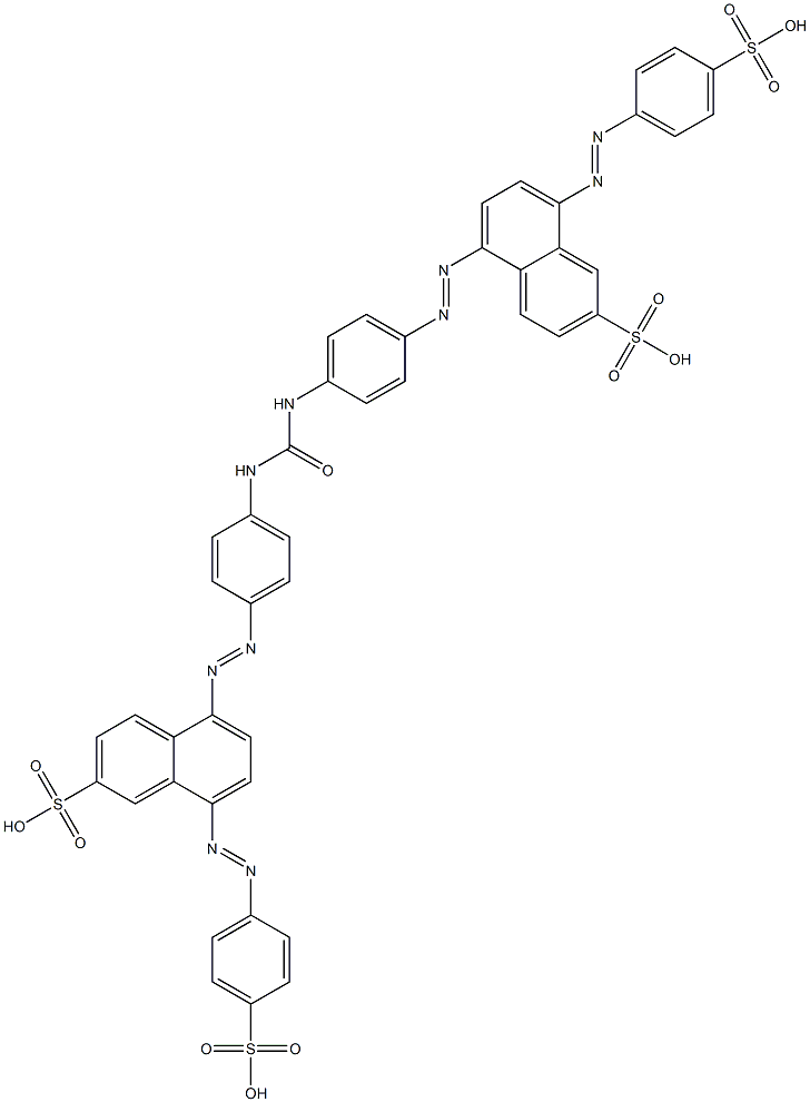 5,5'-[カルボニルビス(イミノ-4,1-フェニレンアゾ)]ビス[8-[(4-スルホフェニル)アゾ]-2-ナフタレンスルホン酸] 化学構造式