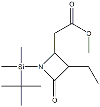 [1-(tert-ブチルジメチルシリル)-4-オキソ-3-エチルアゼチジン-2-イル]酢酸メチル 化学構造式