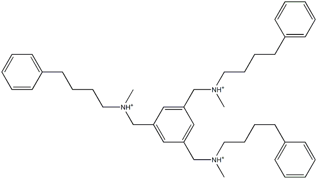 1,3,5-ベンゼントリイルトリス[N-メチル-N-(4-フェニルブチル)メタンアミニウム] 化学構造式