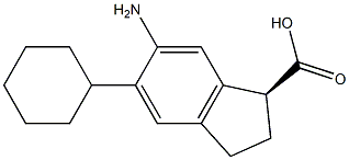 (1S)-6-アミノ-5-シクロヘキシルインダン-1-カルボン酸 化学構造式
