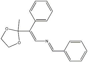 (E)-N-[(E)-ベンジリデン]-2-(2-メチル-1,3-ジオキソラン-2-イル)-2-フェニルエテンアミン 化学構造式