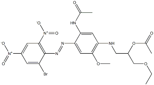 2-アセチルアミノ-4-(2-アセチルオキシ-3-エトキシプロピルアミノ)-5-メトキシ-2'-ブロモ-4',6'-ジニトロアゾベンゼン 化学構造式