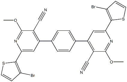 4,4'-(1,4-Phenylene)bis[2-methoxy-3-cyano-6-(3-bromo-2-thienyl)pyridine] Structure