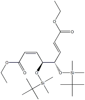 (2Z,4S,5S,6E)-4,5-ビス(tert-ブチルジメチルシリルオキシ)-2,6-オクタジエン二酸ジエチル 化学構造式