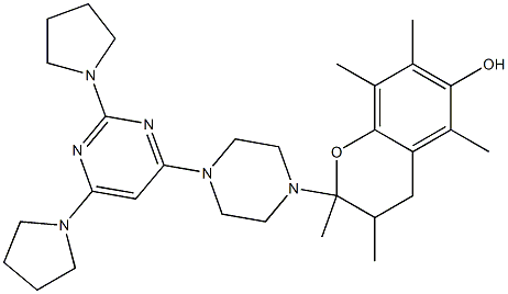 2-[4-[2,6-Di(pyrrolidin-1-yl)pyrimidin-4-yl]piperazin-1-yl]methyl-3,4-dihydro-2,5,7,8-tetramethyl-2H-1-benzopyran-6-ol