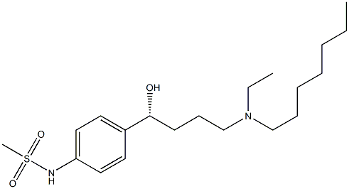 N-[4-[(1R)-4-(エチルヘプチルアミノ)-1-ヒドロキシブチル]フェニル]メタンスルホンアミド 化学構造式