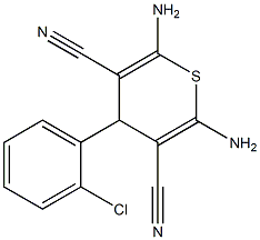 2,6-ジアミノ-4-(2-クロロフェニル)-4H-チオピラン-3,5-ジカルボニトリル 化学構造式