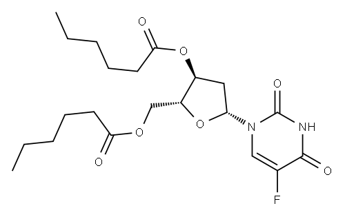 5-フルオロ-2'-デオキシウリジン3',5'-ジヘキサノアート 化学構造式