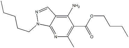 1-ペンチル-4-アミノ-6-メチル-1H-ピラゾロ[3,4-b]ピリジン-5-カルボン酸ブチル 化学構造式