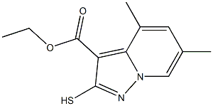 2-メルカプト-4,6-ジメチルピラゾロ[1,5-a]ピリジン-3-カルボン酸エチル 化学構造式